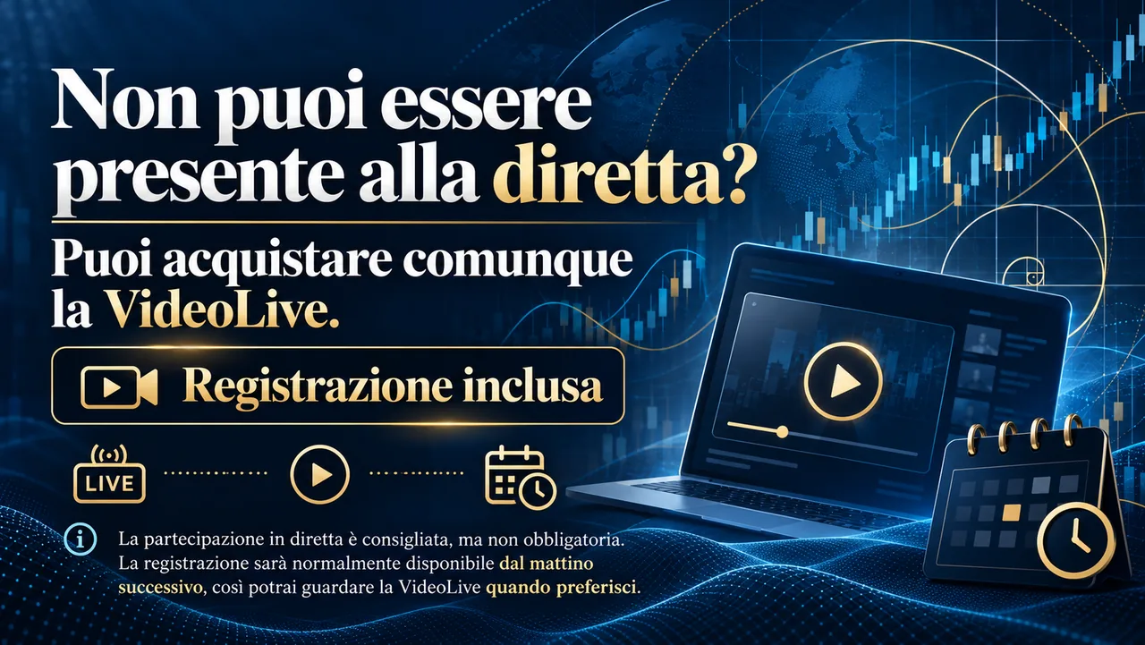 Registrazione inclusa: puoi guardare la VideoLive quando preferisci, normalmente dal mattino successivo